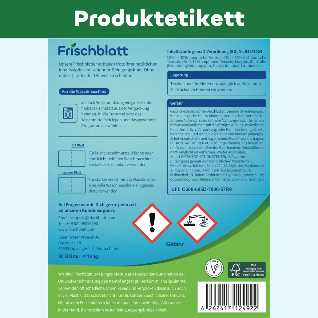 Spül- und Waschmittelblätter im Set